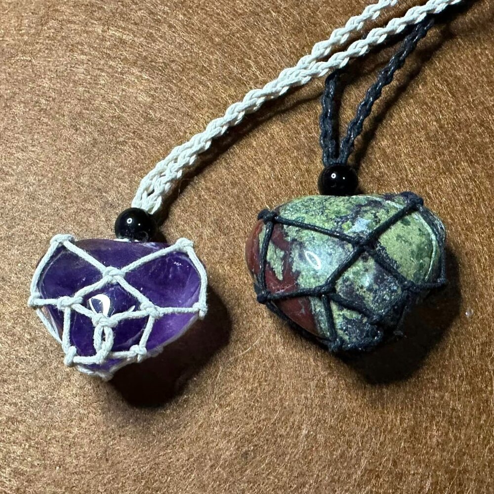 Natural Crystal Heart Necklaces